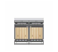 Contenedor de basura con macetero - paneles de madera verticales, ventilación perforada, armario de jardín de hierro con cerradura - negro