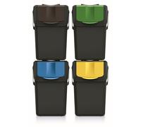 Set de 4 cubos de basura KEDEN SORTIBOX para reciclado, 100% plástico reciclado, negro, volumen 4x25L