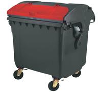 Contenedor de basura de plástico, DIN EN 840 capacidad 1100 l, con tapa redonda