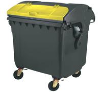 Contenedor de basura de plástico, DIN EN 840 capacidad 1100 l, con tapa redonda