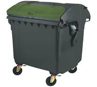 Contenedor de basura de plástico, DIN EN 840 capacidad 1100 l, con tapa redonda