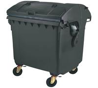 Contenedor de basura de plástico, DIN EN 840 capacidad 1100 l, con tapa redonda