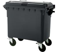 Contenedor de basura de plástico, DIN EN 840 capacidad 660 l, A x H x P 1360 x 1235 x 765 mm