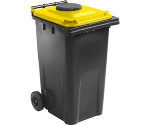 Contenedor de basura DIN EN 840 con orificio de llenado, 240 l para vidrio, botellas, latas