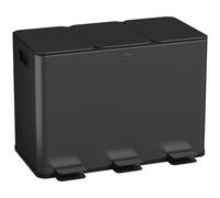 Contenedor de basura HOMCOM para cocina 3 x 15L, contenedor selectivo de 3 compartimentos, pedal, cubos interiores extraíbles, tapa de cierre suave y asas de acero inoxidable negro brillante
