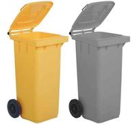 Contenedor de basura modelo Quadro para limpieza urbana, con ruedas, de 120 litros - 48 cm de ancho x 57 cm de profundidad x 95 cm de alto - color blanco