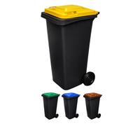 Contenedor de basura reciclables 240L 2 ruedas | Ecodiseño Negro Color: yellow