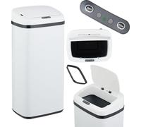 Relaxdays Cubo de basura de cocina con sensor blanco,negro