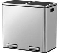 Contenedor de basura, sistema de separación de residuos con 2 compartimentos, cubo de basura con pedal para la cocina, 2 x 24 litros, cierre suave, cubeta interior de plástico, con pedales y asas, col