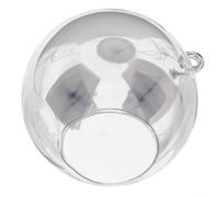 Contenedor de bolas de vidrio transparente para colgar terrarios, exhibiciones de plantas suculentas y arreglos florales con fondo plano y agujero de suspensión (12 cm)