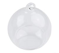 Contenedor de bolas de vidrio transparente para colgar terrarios, exhibiciones de plantas suculentas y arreglos florales con fondo plano y agujero de suspensión (8 cm)