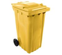 Contenedor de desperdicios con tapa y ruedas amarillo 240 lts.
