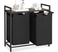 CONTENEDOR DE LA ROPA, CONTENEDOR DE LA ROPA. 2 bolsas de tela Oxford fáciles de extraer e insertar. Estructura de metal. 2 x 46 litros. 73 x 33 cm