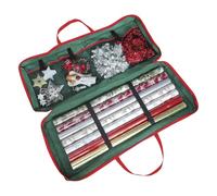 Contenedor de papel de regalo, funda de transporte de Navidad con cremallera, organizador de almacenamiento grande, bolsa de soporte para rollo, funda organizadora protectora de envoltura de regalo