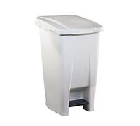Contenedor de Reciclaje con Pedal 60L Blanco - Cubo de Basura Selectivo con Tapa, Ruedas y Asa Ergonómica - Plástico Resistente y Fácil Limpieza para Cocina o Oficina | Denox