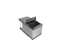 Emuca Contenedores reciclaje cocina – Cubos bajo fregadero 2x16 L, extracción automática, acabado inox