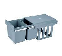 Contenedor de reciclaje para mueble de cocina, Cubos de basura bajo fregadero 2x 8L, fijación inferior y extracción manual de compartimento, cubos extraíbles, con tapa