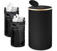 Contenedor de recolección de botellas Unyqoos® de 100 litros: recipiente de reciclaje redondo con tapa de doble capa, protección interior de silicona, 2 bolsillos interiores lavables, tela Oxford 600D