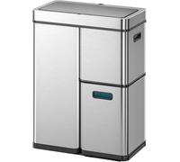 Contenedor de residuos con sensor - Papelera - Cubo de basura - Contenedor de residuos - Contenedor de reciclaje - 60 litros, 3 compartimentos - Acero inoxidable