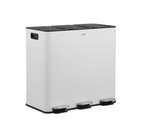 Contenedor de residuos - Cubo de basura - Papelera - Contenedor de reciclaje - 3 compartimentos - 60 litros - Acero inoxidable - Con pedal