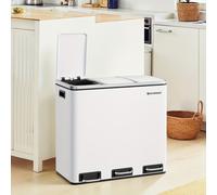 Contenedor de residuos de cocina - Papelera - Cubo de basura - Contenedor de recogida - Contenedor de reciclaje - 3 compartimentos de 18 litros