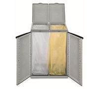Contenedor de residuos Ibenzoa® de 2 x 110 L – Gris, capacidad total de 220 L, con puertas dobles y tapas superiores, fabricado en plástico resistente a los rayos UV y a la intemperie, apto para uso e