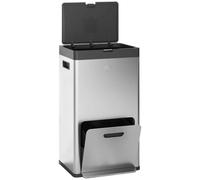 Contenedor de residuos para la cocina Homcom de 56 litros con tres compartimentos y ruedas, contenedor de reciclaje con 3 compartimentos, cierre suave, pedal ancho, resistente a las manchas, antiolor,