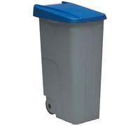 Contenedor de Residuos Reciclo 110L Azul con Tapa Cerrada y Ruedas Grandes - Plástico Resistente, Encajable y Ergonómico, Ideal para Papel y Cartón | Denox