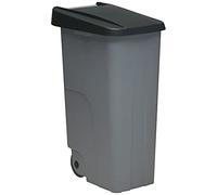 Contenedor de Residuos Reciclo 110L Negro con Tapa Cerrada y Ruedas Grandes - Plástico Resistente, Encajable y Ergonómico, Ideal para Desechos No Reciclables | Denox