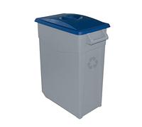 Contenedor de Residuos Zeus 65L Azul con Tapa Cerrada y Ruedas - Plástico Resistente, Encajable, Asa Ergonómica, Ideal para Reciclaje y Colectividades | Denox
