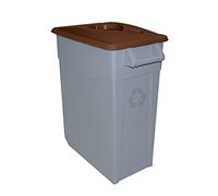Contenedor de Residuos Zeus de Tapa Abierta 65L Marrón con Ruedas - Plástico Resistente, Encajable, Asa Ergonómica, Apertura Manual, Ideal para Reciclaje y Colectividades | Denox
