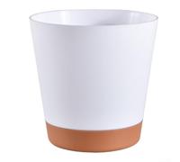 Contenedor de riego automático para plantas de interior con compartimento de almacenamiento de agua transparente y cuerda absorbente para hidratación de raíces (blanco, 12,7 cm)