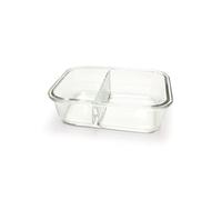 Contenedor de Vidrio Rectangular Hermético 7x15x20 cm - Recipiente Hermético para Alimentos 950ml con 2 Compartimientos, Taper Cristal con Tapa a Prueba de Fugas, Glass Container Apto para Microondas