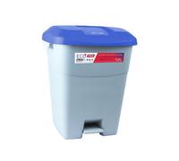 Tayg 434020 - Contenedor de residuos con Pedal, Base Gris y Tapa Azul, 50 litros