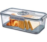 Contenedor hermético para la despensa de la cocina: recipiente para pan con indicador de tiempo, ideal para almacenar alimentos como pan, tostadas, bollos, pasteles, galletas y verduras