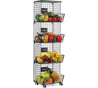 Contenedor metálico de 4 capas para frutas y verduras, ideal para la cocina y el baño