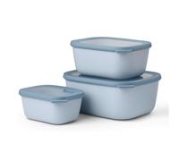 Contenedor para alimentos CIRQULA RECT XL, juego de 3 piezas, Nórdico azul, plástico, Mepal
