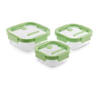 Contenedor para alimentos, juego de 3 piezas, cuadrado, vidrio, Lékué