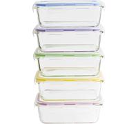 Contenedor para alimentos PKV-5SRB 850 ml, juego de 5 piezas, vidrio / plástico, Pebbly