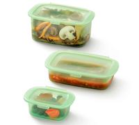 Contenedor para alimentos REUSE AND REDUCE, juego de 3 piezas, verde, silicona, Lékué