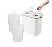 Contenedor para Botellas Relaxdays, 140 l, hasta 60 Botellas, 2 Bolsas internas, recolector de Vidrio y plástico, Blanco
