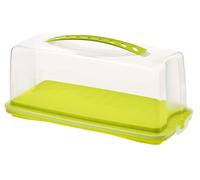 Contenedor para pasteles con tapa, libre de BPA, 36x16,5x16,5 cm, color verde/transparente