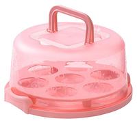 Contenedor para pasteles con tapa, redondo, de polipropileno (PP), 26x22,5x13,5 cm, color rosa