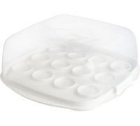 Contenedor para pasteles de doble pared, fabricado en polipropileno, con asa de doble agarre reforzada