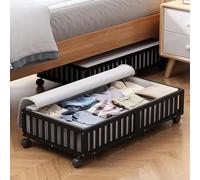 Contenedores de almacenamiento de bambú debajo de la cama con ruedas, paquete de 2 contenedores grandes de almacenamiento de zapatos debajo de la cama, organizador de cajones rodantes de madera debajo