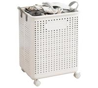 Contenedores de almacenamiento plegables con ruedas, organizador portátil de plástico con asa, caja transpirable para ropa, juguetes, lavandería y suministros de oficina, 14.2 pulgadas