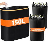 Contenedores De Reciclaje De Botellas, 150l Deposit Bottles Collection Container, Con Tapa Con 2 Agujero Con 2 Bolsas De Transporte, Botellas Vacías Y Vidrio Cubos Reciclaje Para Cocina,Interior,Hogar