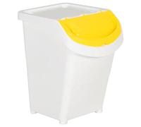 Contenedores de residuos con tapa, 3 unidades. Apilables, color blanco, material PP, capacidad de 120 litros. Ideales como cubos de basura, contenedores de residuos para la cocina, sistemas de separac