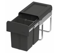 Contenedores de residuos WESCO modelo CLAP 345 K/300-2, color antracita, con capacidad de 15 litros (2 x 7,5 litros) – aptos para armarios de 30 cm de ancho o más