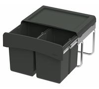 Contenedores de residuos WESCO modelo CLAP 345 K/500-2, color antracita, con un volumen de 30 litros (2 x 15 litros) – aptos para armarios de 50 cm de ancho o más